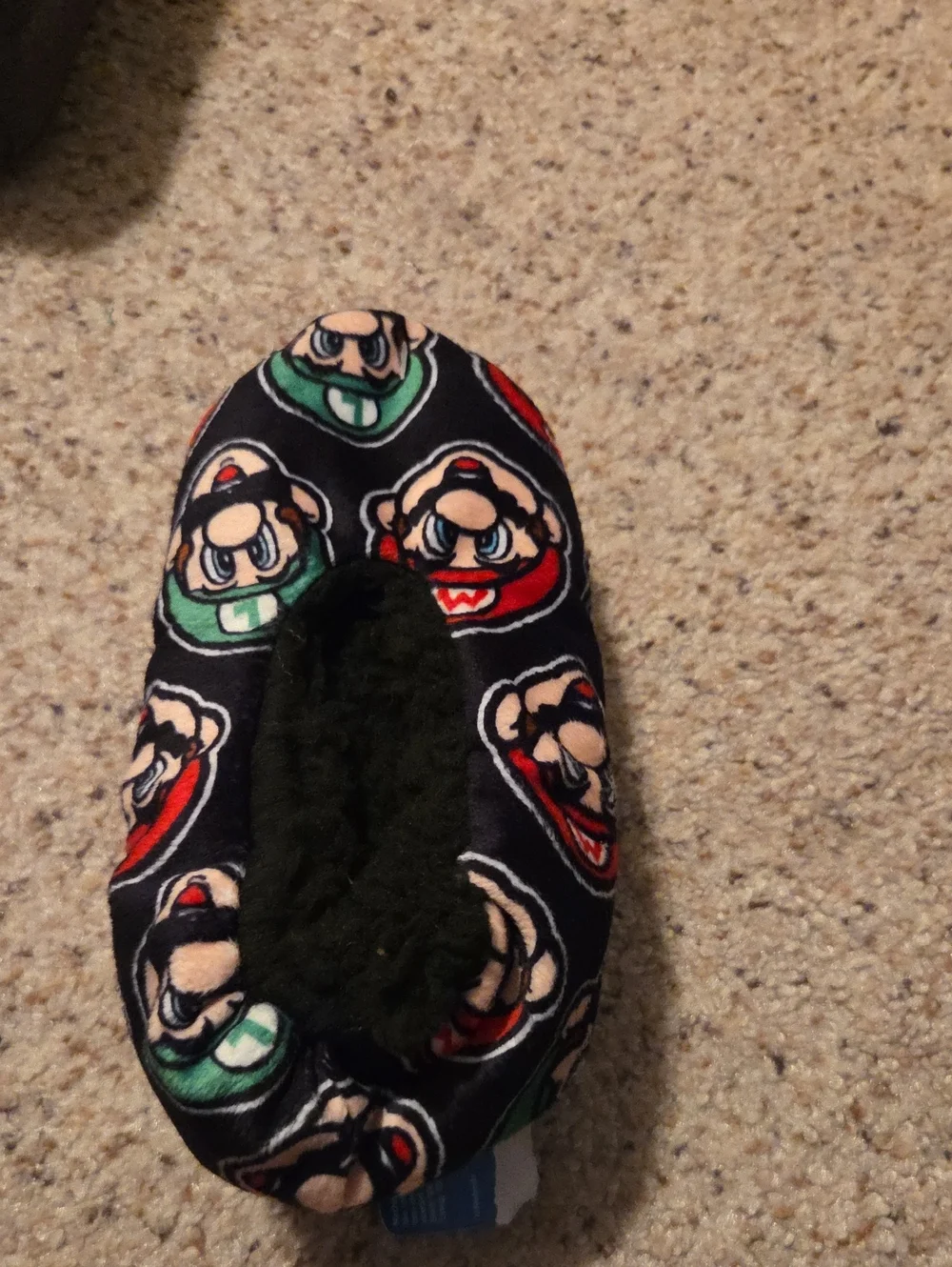 Kids Black Super Mario Print One-Piece Slipper - Unbranded